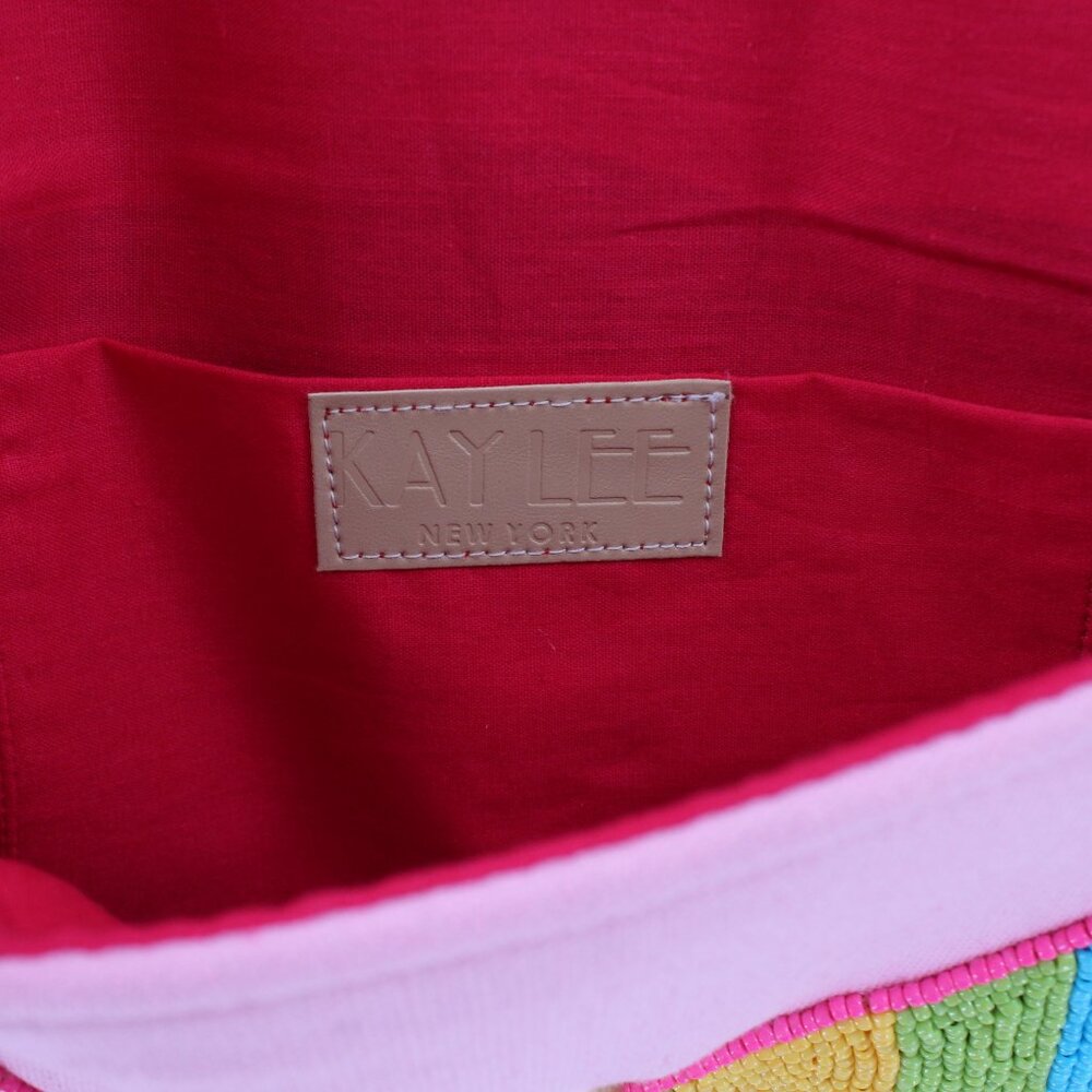 KAYLEE Bright Tribal Southwest Design Beaded Envelope Clutch Crossbody Bag NWT - Picture 5 of 6